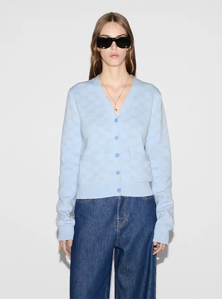 GUCCI高仿女装 | 古驰A货服装  2025夏季GUCCI新款 精棉GG提花针织开衫
