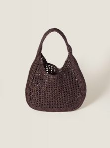 高仿MIUMIU包包 | A货缪缪包包 2025夏季MIUMIU新款 可可棕Raffia效果编织Hobo包