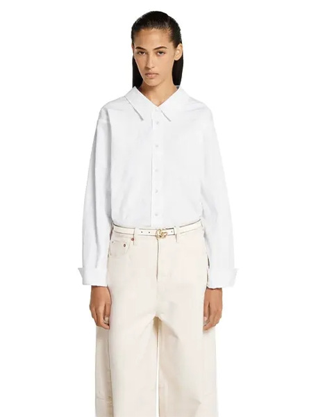 GUCCI高仿女装 | 古驰A货服装  2025夏季GUCCI新款 系带棉质花卉提花衬衫
