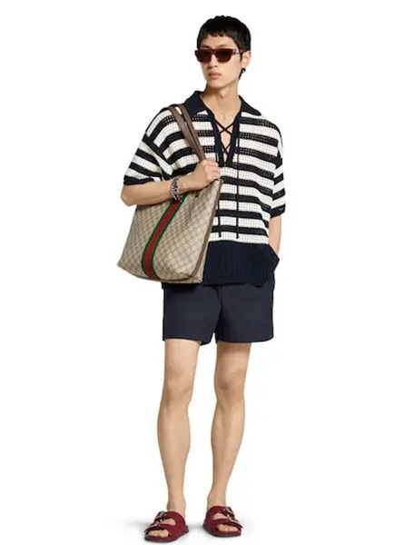 GUCCI高仿男装 | 古驰A货服装  2025夏季GUCCI新款 饰刺绣牛津棉短裤