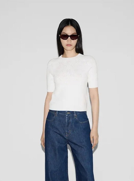 GUCCI高仿女装 | 古驰A货服装  2025夏季GUCCI新款 GG棉质圆领上衣
