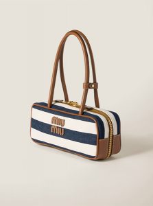 高仿MIUMIU包包 | A货缪缪包包 2025夏季MIUMIU新款 蓝色Beau帆布和皮革手袋