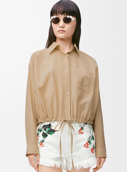 LOEWE高仿女装 | 罗意威A货服装  2025夏季LOEWE新款 棉质混纺衬衫