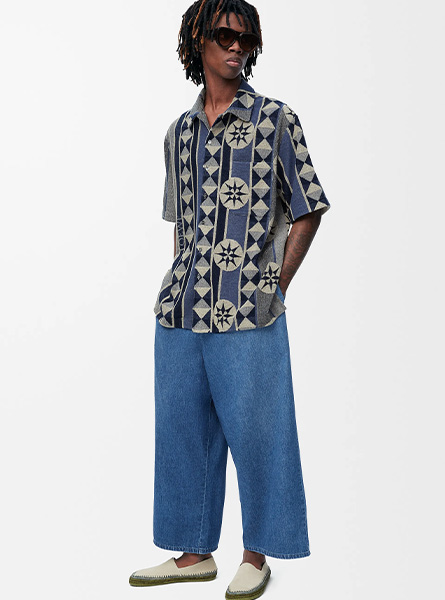 LOEWE高仿男装 | 罗意威A货服装  2025夏季LOEWE新款 毛巾棉提花短袖衬衫