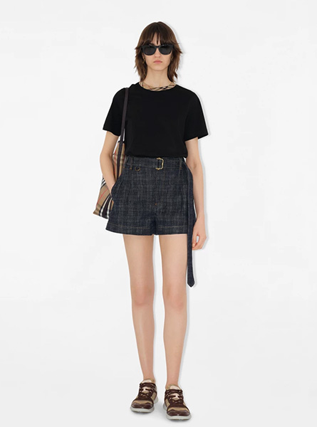 BURBERRY高仿女装 | 巴宝莉 A货服装 2025夏季BURBERRY新款 束带格纹牛仔短裤