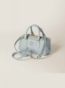 高仿MIUMIU包包 | A货缪缪包包 2025夏季MIUMIU新款 湖蓝色 Arcadie皮革手袋
