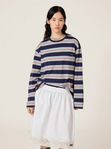MIUMIU高仿女装 | 缪缪A货服装  2025夏季MIUMIU新款棉质平纹针织T恤