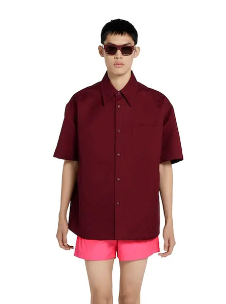 GUCCI高仿男装 | 古驰A货服装  2025夏季GUCCI新款 超大造型GG棉质衬衫