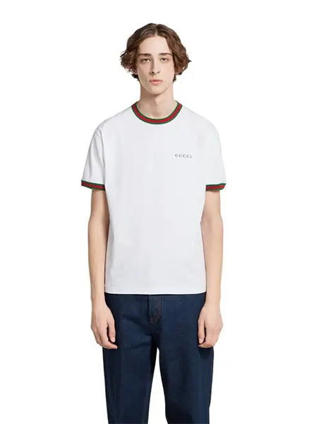 GUCCI高仿男装 | 古驰A货服装  2025夏季GUCCI新款 饰刺绣针织棉T恤