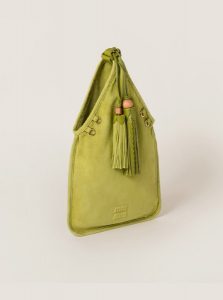高仿MIUMIU包包 | A货缪缪包包 2025夏季MIUMIU新款 常春藤绿  绒面皮革流苏手提包