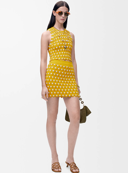 LOEWE高仿女装 | 罗意威A货服装  2025夏季LOEWE新款 粘胶纤维和棉质迷你半身裙