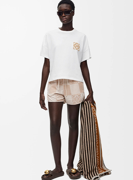 LOEWE高仿女装 | 罗意威A货服装  2025夏季LOEWE新款 棉质方正廓形T恤