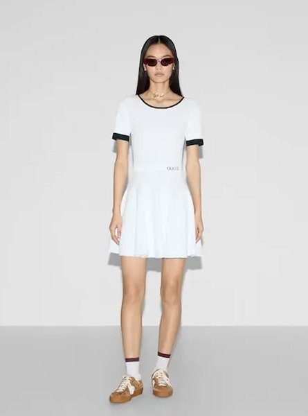 GUCCI高仿女装 | 古驰A货服装  2025夏季GUCCI新款 饰嵌花织物连衣裙
