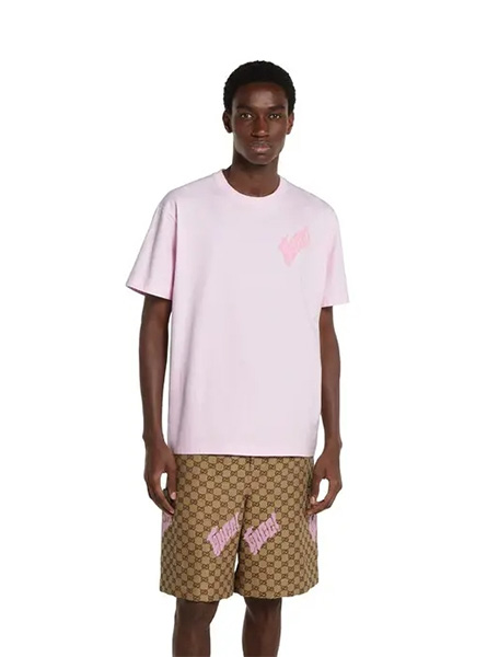 GUCCI高仿男装 | 古驰A货服装  2025夏季GUCCI新款 饰Gucci标识针织棉T恤