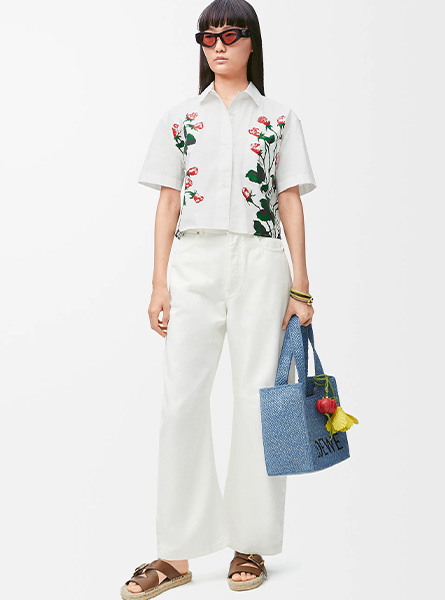 LOEWE高仿女装 | 罗意威A货服装  2025夏季LOEWE新款 棉质短袖衬衫