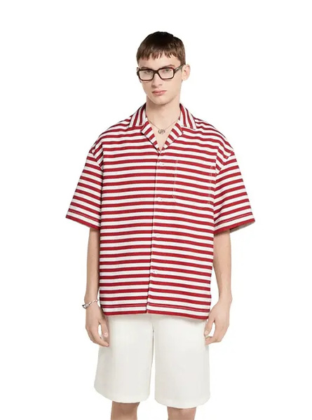 GUCCI高仿男装 | 古驰A货服装  2025夏季GUCCI新款 印花GG棉质提花衬衫