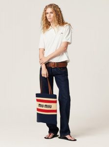 高仿MIUMIU包包 | A货缪缪包包 2025夏季MIUMIU新款 蓝色Raffia效果编织托特包