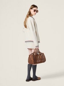 MIUMIU高仿女装 | 缪缪A货服装  2025夏季MIUMIU新款 中性色 棉针织拉链开衫