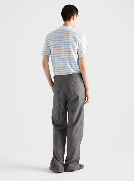 PRADA高仿男装 | 普拉达 A货服装  2025夏季PRADA新款 条纹棉质 Polo 衫