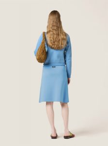 MIUMIU高仿女装 | 缪缪A货服装  2025夏季MIUMIU新款 浅蓝色科技面料半身裙