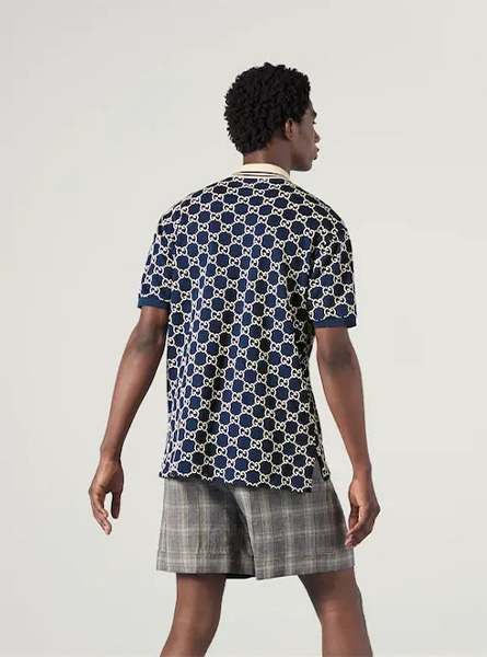 GUCCI高仿男装 | 古驰A货服装  2025夏季GUCCI新款 GG弹力棉Polo衫