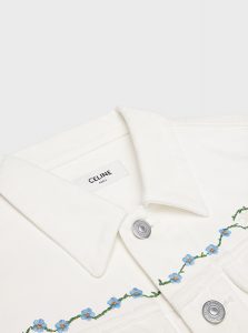 CELINE高仿女装 | 思琳 A货服装  2025夏季CELINE新款 白色无水洗刺绣白色牛仔夹克