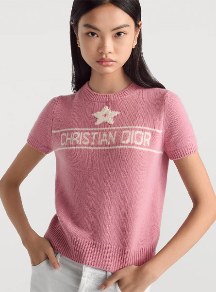 DIOR高仿女装 | 迪奥 A货服装  2025夏季DIOR新款 粉色Dioriviera 短袖针织衫