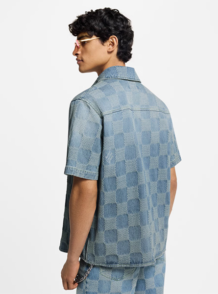 LV高仿男装 | 路易威登 A货服装  2025早秋LV新款 DAMIER 3D 轻质短袖牛仔衬衫