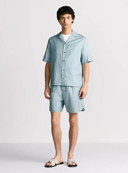 DIOR高仿男装 | 迪奥 A货服装  2025夏季DIOR新款 蓝色短袖衬衫
