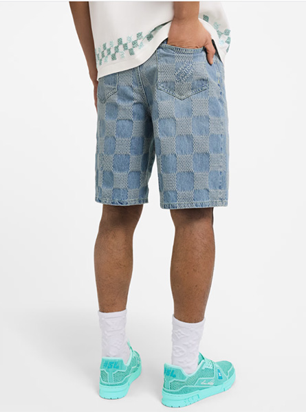 LV高仿男装 | 路易威登 A货服装  2025早秋LV新款 DAMIER 3D 轻质牛仔短裤