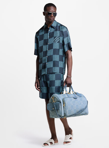 LV高仿男装 | 路易威登 A货服装  2025早秋LV新款 DAMIER 桑蚕丝短袖衬衫