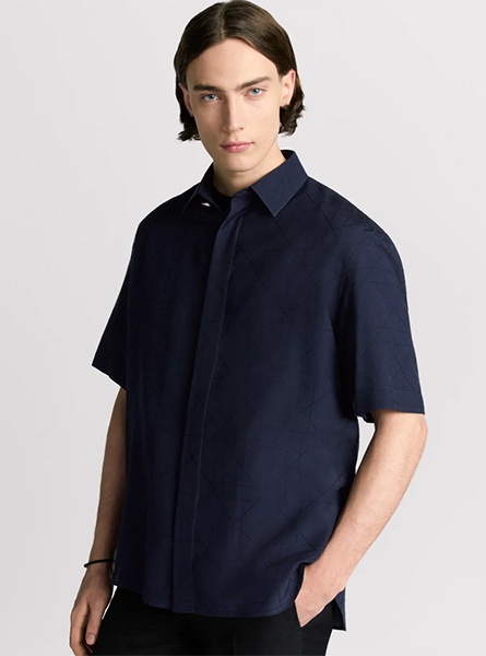 DIOR高仿男装 | 迪奥 A货服装  2025夏季DIOR新款 蓝色Dior Icons 短袖衬衫