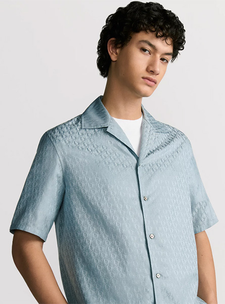 DIOR高仿男装 | 迪奥 A货服装  2025夏季DIOR新款 蓝色短袖衬衫