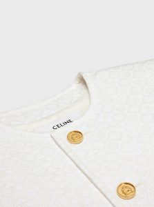 CELINE高仿女装 | 思琳 A货服装  2025夏季CELINE新款 白色CHEALSEA绗缝棉质夹克