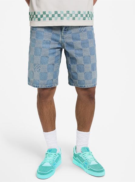 LV高仿男装 | 路易威登 A货服装  2025早秋LV新款 DAMIER 3D 轻质牛仔短裤