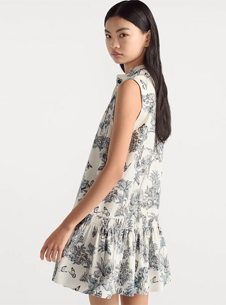 DIOR高仿女装 | 迪奥 A货服装  2025夏季DIOR新款 蓝色Dioriviera 直筒荷叶边连衣裙