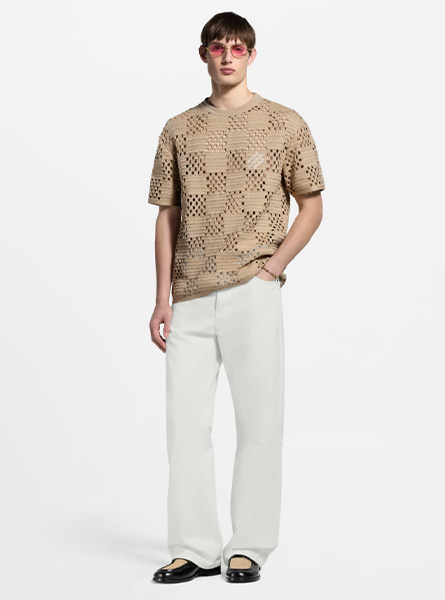 LV高仿男装 | 路易威登 A货服装  2025早秋LV新款 DAMIER 拉菲草效果 T 恤