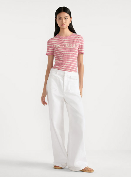 DIOR高仿女装 | 迪奥 A货服装  2025夏季DIOR新款 粉色Dioriviera 短袖针织衫