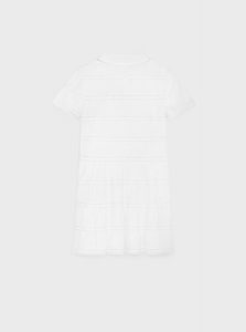 CELINE高仿女装 | 思琳 A货服装  2025夏季CELINE新款 白色全棉细薄平布刺绣饰边迷你连衣裙