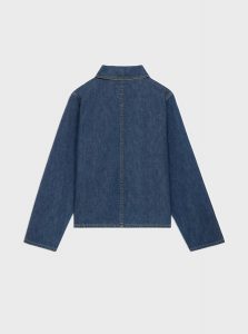 CELINE高仿女装 | 思琳 A货服装 2025夏季CELINE新款 DARK OCEAN水洗色牛仔布1/4拉链衬衫