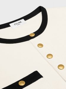 CELINE高仿女装 | 思琳 A货服装  2025夏季CELINE新款 奶白色 平纹针织短款T恤