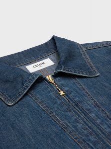CELINE高仿女装 | 思琳 A货服装 2025夏季CELINE新款 DARK OCEAN水洗色牛仔布1/4拉链衬衫