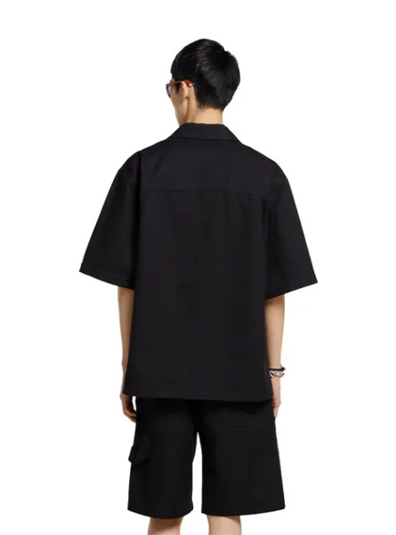 GUCCI高仿男装 | 古驰A货服装  2025早秋GUCCI新款 黑色GG棉质丹宁提花衬衫
