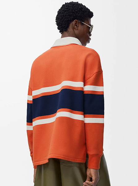 LOEWE高仿男装 | 罗意威A货服装  2025早秋新款 橘色棉质长袖 polo 衫