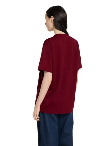 GUCCI高仿女装 | 古驰A货服装  2025早秋GUCCI新款 安可拉红饰品牌标识针织棉T恤