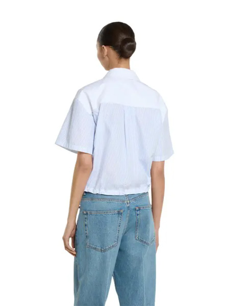GUCCI高仿女装 | 古驰A货服装  2025早秋GUCCI新款 浅蓝色Gucci切丝棉衬衫