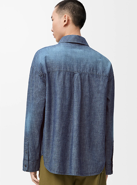 LOEWE高仿男装 | 罗意威A货服装  2025早秋新款 水洗蓝棉质衬衫