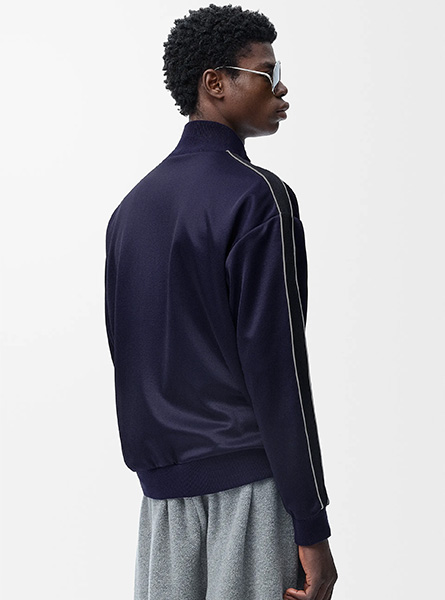 LOEWE高仿男装 | 罗意威A货服装  2025早秋新款 深海军蓝科技平纹针织运动服夹克