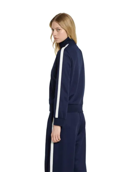 GUCCI高仿女装 | 古驰A货服装  2025早秋GUCCI新款 深蓝色饰刺绣平纹针织拉链夹克