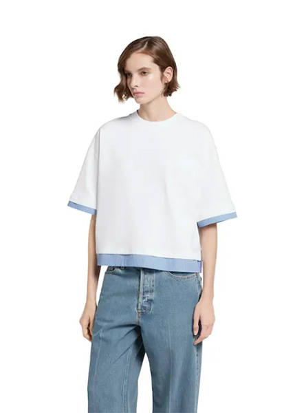 GUCCI高仿女装 | 古驰A货服装  2025早秋GUCCI新款 白色饰刺绣柔软针织T恤